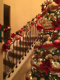 Gold Beige Red Deco Mesh Christmas Tree And Garland Gold Christmas Tree Decorations Gold Christmas Decorations Gold Christmas