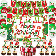 Amazon.com: ELF 聖誕生日派對裝飾組包括ELF 生日快樂橫幅蛋糕裝飾氣球和背景幕適合聖誕節主題兒童禮物生日派對。 : 玩具和遊戲