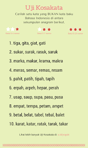 Uji Kosakata Anagram Bahasa Indonesia Edisi 1 Bahasa Kosakata Matematika Kelas 5