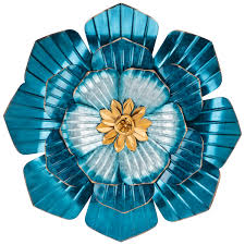 Design your everyday with turquoise art metal prints you'll love. Teal And Gold Flower Metal Wall Art