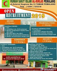 Informasi bursa lowongan kerja terbaru 2021. Lowongan Kerja Rsi Al Ikhlas Pemalang