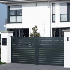 Portail Battant Aluminium Trez Gris Anthracite Naterial L 300x H 153 Cm Portail Portail Bois Portail Exterieur