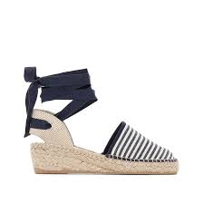 Espadrilles à talon compensé et lien à nouer la redoute collections. Espadrilles Talon Compensees Corde Anne Weyburn Marine Raye La Redoute