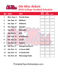 Printable Ole Miss Rebels Football Schedule 2016 Ole Miss Ole Miss Rebels Football Ole Miss Rebels