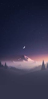 Mountains Moon Trees Minimalism Wallpaper Landscape Wallpaper Minimalist Wallpaper Nature Wallpaper