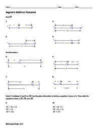 Here is a video about the segment addition postulate. Segment Addition Postulate Geometry Worksheet Free Sample By Pecktabo Math