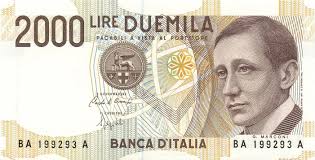 Banknotes Banconote Bank Banca D Italia 2000 Duemila Lire Lira Banconota Italia Governo