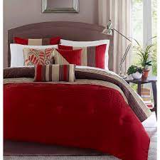 Salem 7 Piece Comforter Set Green California King Red Bedroom Themes Bedroom Red Comforter Sets