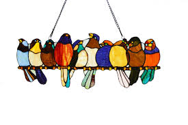Birds On A Wire Stained Glass Hanging Panel Leaded Stained Glass Birds On A Wire Window Panel I Love Birds The Sun And Vibrant Colors That S Why I Love This Piece Hanging I Stained Glass Birds Glass Birds Faux
