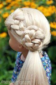 Doll Hairstyle Flower Braid Side Ponytail Americangirlfan American Girl Hairstyles American Girl Doll Hairstyles Flower Girl Hairstyles