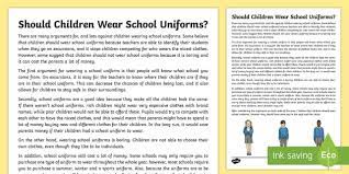 Kelly gallagher's article of the week. Should Children Wear School Uniforms Discussion Writing Sample