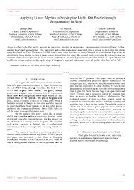 We did not find results for: Pdf Applying Linear Algebra In Solving The Lights Out Puzzle Through Programming In Sage International Journal Ijritcc Gino Loverde And Joe Omojola Academia Edu