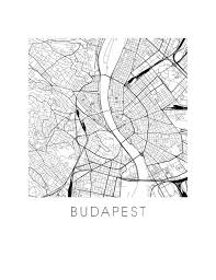 Budapest Map Black And White Print Hungary Black And White Etsy Map Print Map Black And White