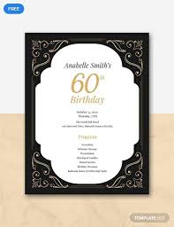 Looking for graduation party program template lovely wedding ceremony outline? Free 60th Birthday Program Template Word Doc Psd Apple Mac Pages Illustrator Publisher Invitation Card Birthday 60th Birthday Birthday Template