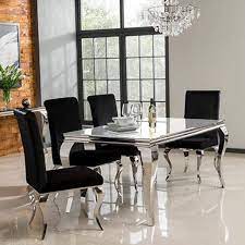 Transform your dining space with our ultra chic imperial grey marble dining table and plush velvet louis lion chairs. Louis Mirrored Dining Table In White Vida Living Seats 6 8 200cm Furniture123