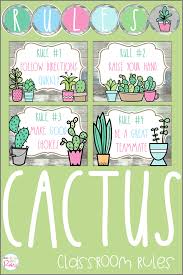 Cactus Classroom Decor Behavior Chart Rules Cactus