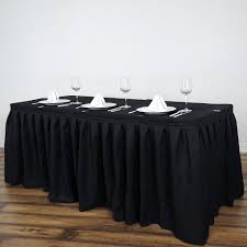 Black And White Table Skirting 14ft Black Pleated Polyester Table Skirt In 2020 Table Skirt Pleated Skirts
