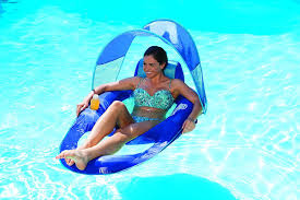 Swimways Spring Float Recliner Pool Lounge Chair W Sun Canopy Pool Floats For Adults Pool Lounger Pool Lounge