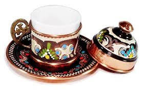 Amazon Com Copper Turkish Coffee Cup With Saucer And Lid Cup Saucer Sets Turkish Coffee Cups Turkish Coffee Coffee Cups