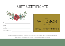 Best card for earning a flexible reward. The Windsor Hotel Gift Vouchers