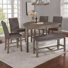 Best Quality Furniture 6 Piece Counter Height Dining Set With Upholstered Counter Hei In 2020 Modern Grey Dining Room Counter Height Dining Sets Grey Dining Room Table