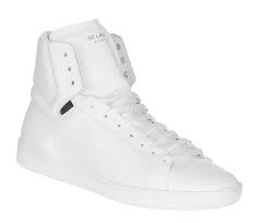 saint laurent womens white leather high top sneakers shoes