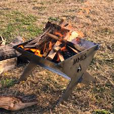 Small fire pits range from 20 to 25 inches in diameter and usually consist of a bowl. Personalised Slot Together Portable Camping Fire Pit By Oakdene Designs Notonthehighstreet Com