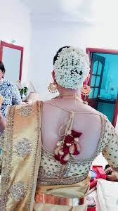 Bhavana Wedding Pics Blousedesigns Back Side Hairstyles Weddingphotography Tamilbride Tamilactress Goldsaree Blouses Flowers Poola Jadai Poo Malai