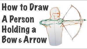 Draw out the opposite outline of the bow. How To Draw A Person Holding A Bow Arrow Youtube