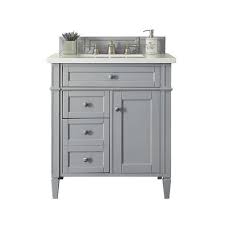 I kinda wanna have cabinets that are pure wood, like mine. James Martin Brittany 30 W X 23 1 2 D Urban Gray Vanity And Arctic Fall Solid Surface Vanity Top With Rectangular Undermount Bowl At Menards