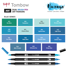 tombow dual brush pen blue shades 15 colours