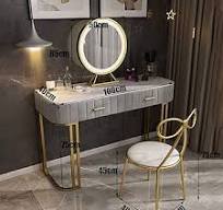 Ensemble de coiffeuse en marbre, table de maquillage avec miroir de  luminosité réglable et tabouret rembourré, coiffeuse de chambre à coucher  avec ...