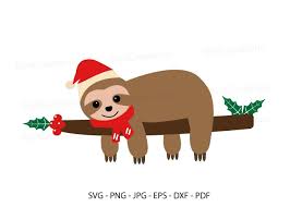 Download Christmas Sloth Mode Cute Cartoon Sloth Graphic By Redcreations Creative Fabrica SVG Cut Files
