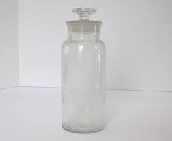 Vintage Large Clear Glass Apothecary Jar With Etched Glass Stopper Glass Stopper Glass Apothecary Jars Apothecary Jars