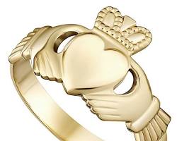 Image of Yellow Gold Claddagh Ring for men