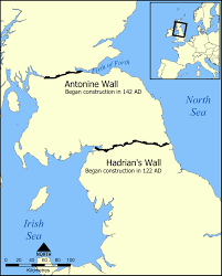 Map Showing Locations Of The Antonine And Hadrian S Wall Roman Britain Hadrians Wall Roman History