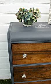 Vintage Waterfall Dresser In Custom Blue Jean Chalk With Walnut Stained Drawer Fronts Wax Finis Waterfall Furniture Refurbished Furniture Furniture Makeover