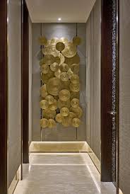Contemporary Gold Wall Sculpture Focal Point In Hallway Wall Deco Foyer Design Wall Design
