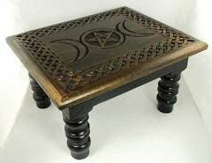 This Exquisite Altar Table Is A Must Have Beautifully Displaying The Triple Moon Symbol Of The Goddess To Make The Perfect Foundation Altar Table Altar Table
