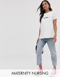 Buy Asos Design Maternity Nursing T Shirt With Baby Mama Slogan Online In Italy 12799443