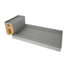 Tile Redi Base N Bench 42 In X 72 In Single Threshold Shower Base In Gray And Bench Kit With Center Drain 4260c Rb42 Kit The Home Depot Tile Redi Shower Base Shower Pan