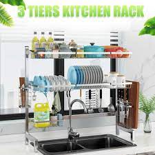 Now you can shop for it and enjoy a good deal on simply browse an extensive selection of the best dish rack with cover and filter by best match or price to find one that suits you! 3tier Stainless Steel Kitchen Shelf Organizer Dishes Drying Rack Over Sink Drain Rack Kitchen Storage Countertop Utensils Holder Racks Holders Aliexpress
