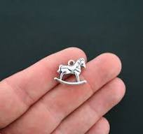 5 Rocking Horse Charms Antique Silver Tone 3D - SC2470