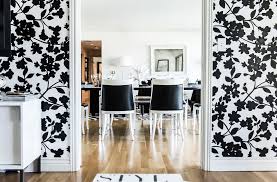 Bedroom Black And White Floral Wallpaper Dining Rooms Janet Rice Interiors Bold Black And White Black And White Dining Room Monochrome Interior Small Room Interior