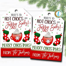 Christmas Gift Tags Hot Chocs And Fuzzy Socks Teacher Staff Etsy In 2020 Employee Holiday Gifts Student Christmas Gifts Christmas Socks Gift
