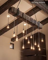 Love This Clever Way Of Creating Overhead Lighting With An Exposed Beam Ceiling Unusual Lighting Rustic House Rustic Lighting