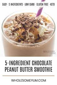 Healthy Chocolate Peanut Butter Low Carb Smoothie Recipe This Keto Chocola Peanutbutter Smoothie Recipes Low Carb Smoothie Recipes Breakfast Smoothie Recipes