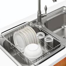 Maybe you would like to learn more about one of these? Stainless Steel Adjustable Dish Drying Rack Dish Drainer Storage Holder Over The Sink In Sink Or On Counter Walmart Canada