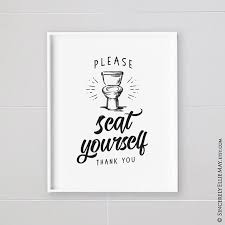 Toilet Sign Wall Art Please Seat Yourself Thank You Funny Bathroom Signs Home Decor Printable Also Decorate Kids Bathroom Wall 40135 Toilet Sign Wall Signs Funny Bathroom Art