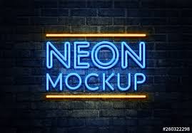 Download Blue And Yellow Neon Effect Mockup Buy This Stock Template And Explore Similar Templates At Adobe Stock Adobe Stock PSD Mockup Templates